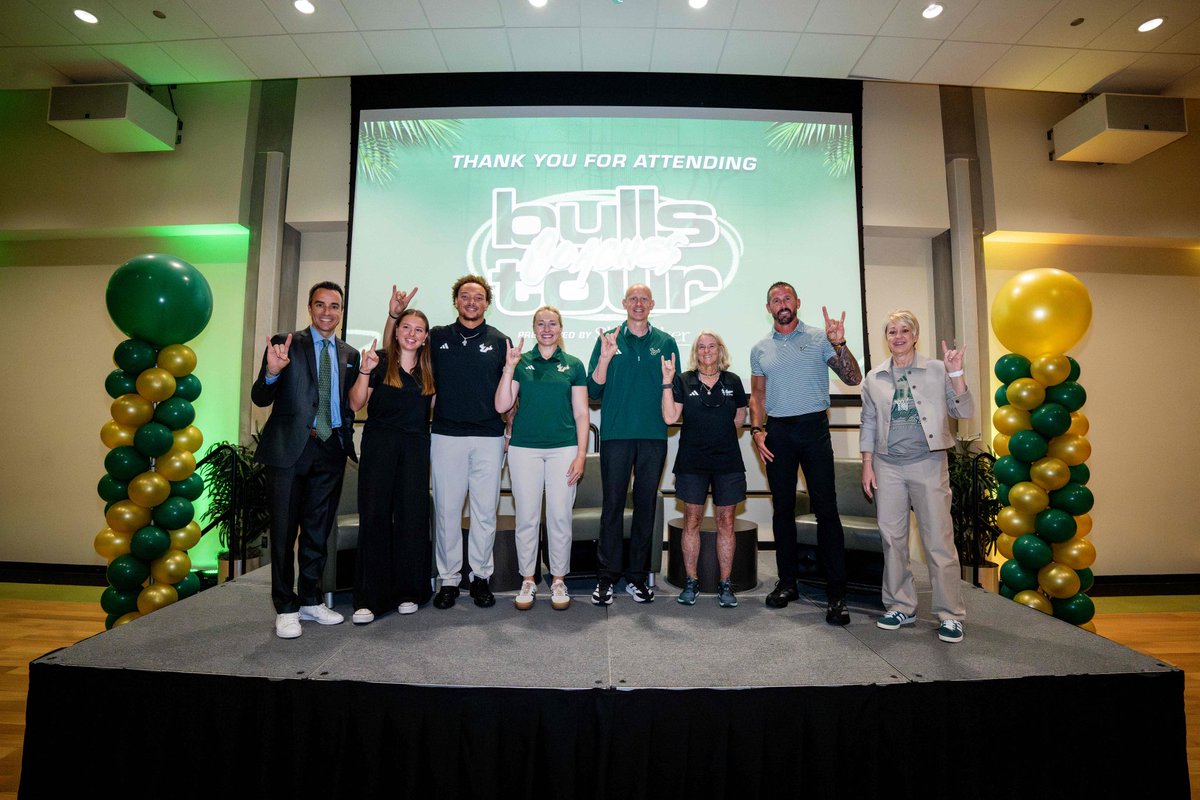 RHiggins_USF's tweet photo. Bulls Nation showed up &amp; showed out in St. Pete, Sarasota &amp; Downtown Tampa for our first time back doing a coaches tour since 2022! The energy &amp; excitement for our upcoming seasons were electric! No better time to be a Bull!!!🤘🏻😤📈 https://t.co/VQaLlaOQGY