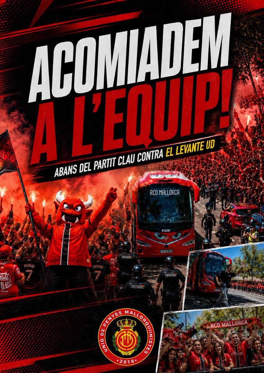 Uniodepenyes's tweet photo. 🖤♥️ Demà 17.30h . Estadi Son Moix.
#JuntsSomMillors https://t.co/IZD3cSuy5q