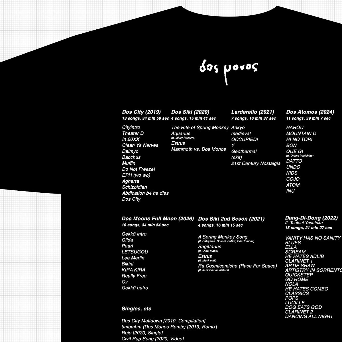 dosmonostres's tweet photo. Dos Catalog T オンライン販売開始

現時点での全アートワーク、全曲リストを着ることができます Designed by @botsu_ngs https://t.co/wWIcoIQ5go