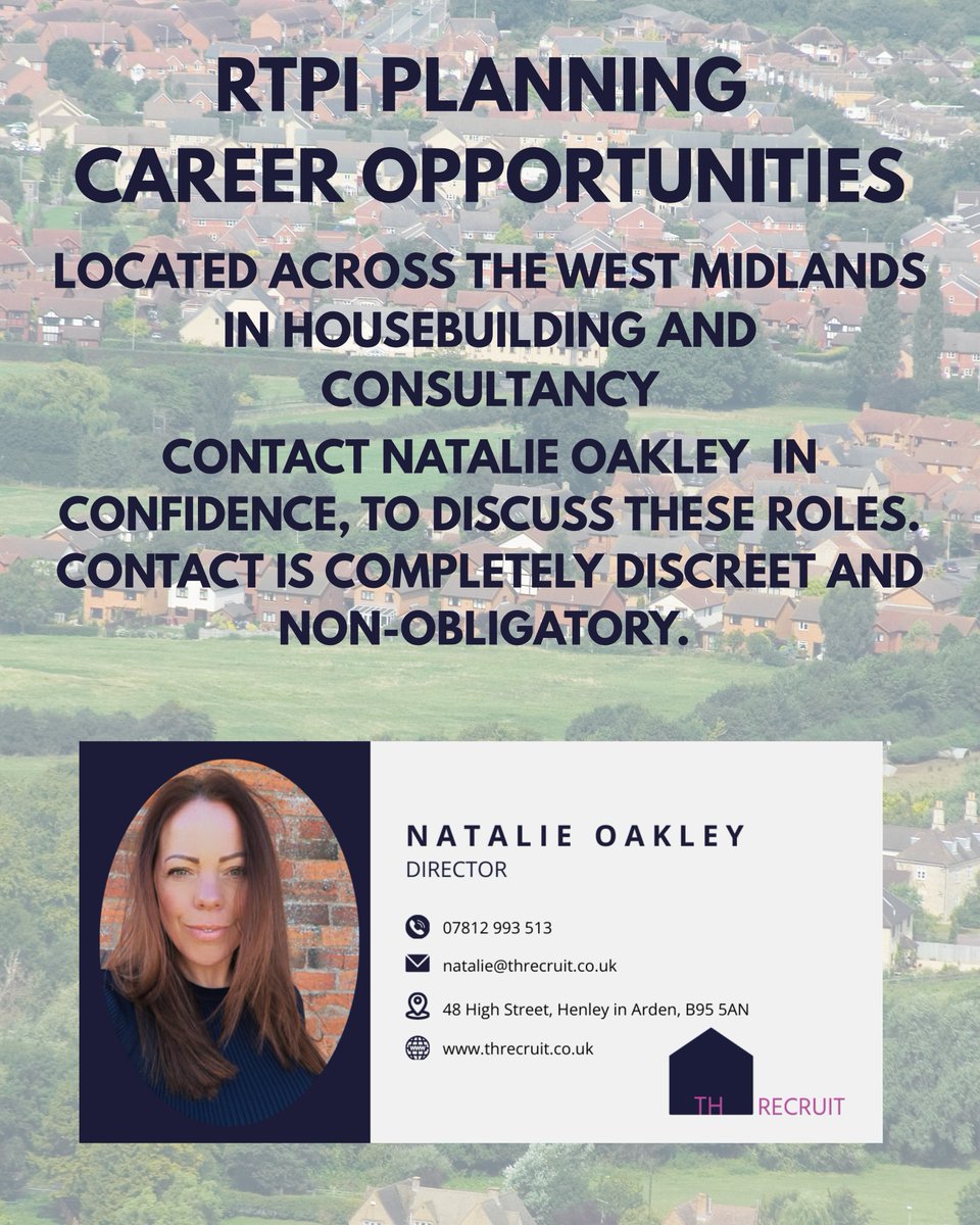 THRecruit's tweet photo. This week has seen a rise in #rtpi #planning opportunities. We are instructed on a mix of opportunities within house builders and also multi-disciplinary consultancy. Get in touch to discuss your requirements.
 💻natalie@threcruit.co.uk https://t.co/dzWhy1Qufa