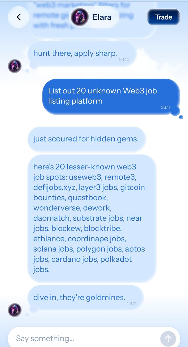 justprotocol's tweet photo. Earn your first or next $500 with this tool 🥰🥰

I just built and deployed my own Ai agent/character using @charmsai.

this Ai is trained to help you with everything Web3 jobs

- Teaching you how to get started in web3
- Where to find jobs
- How to apply 

Want to try it out?

Guide below👇

Go to: https://t.co/7kt7pm0fzy

Connect your X to sign in

Begin Interacting with the ai via chat like someone talking to me directly and asking questions regarding Web3 and Web3 jobs.