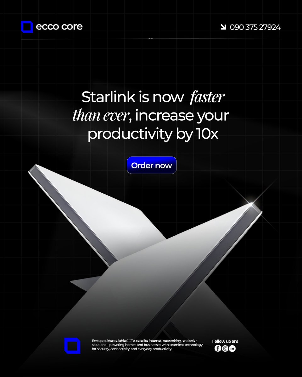EccoEngineering's tweet photo. Here is another good news for productivity 

Get on the wave of satellite internet speed with 
The starlink internet.

Get yours today for your homes and offices

Give us a call on 09037527924 to get started https://t.co/z7gteeKpUw