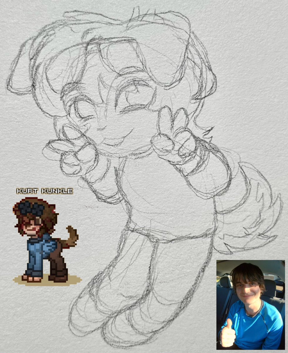 _jh111's tweet photo. Moments before disaster...  
(gel pens smudged the sketch) 
#spree #kurtkunkle https://t.co/XRp4kX1fVp