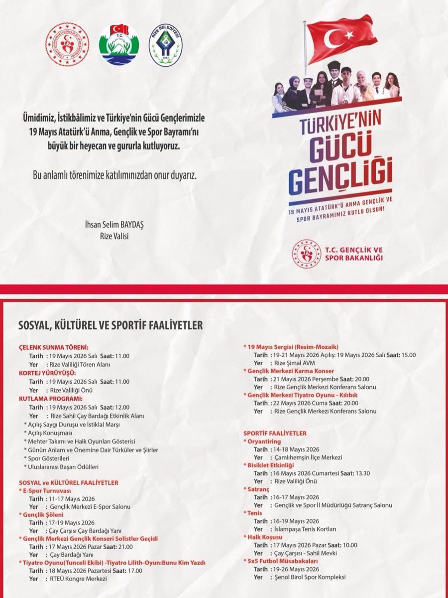 Rize Gençlik ve Spor İl Müdürlüğü tweet media