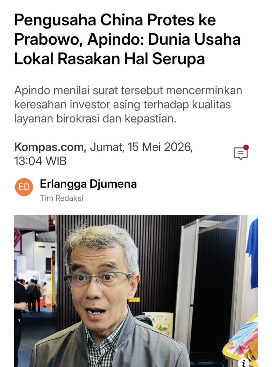 triwul82's tweet photo. Bukan cuma investor China, pengusaha lokal (APINDO) pun akhirnya kompak teriak soal pungli. Inilah realita 'Kepastian Hukum' kita: Investasi masuk disambut karpet merah, operasional di lapangan disambut 'palak' berjamaah. Gimana ekonomi mau maju kalau mentalitas birokrasinya masih mental preman? 

https://t.co/1f6DruE4Xi