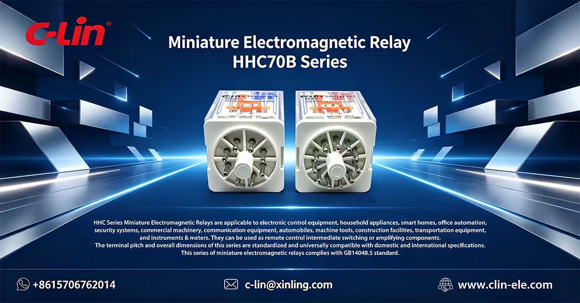 Clineletrical's tweet photo. HHC70B miniature electromagnetic relays are designed for smart homes, automation, security systems, machinery and communication equipment. Standardized dimensions, stable performance and GB14048.5 compliant for global compatibility. https://t.co/r6uyJJuXTn