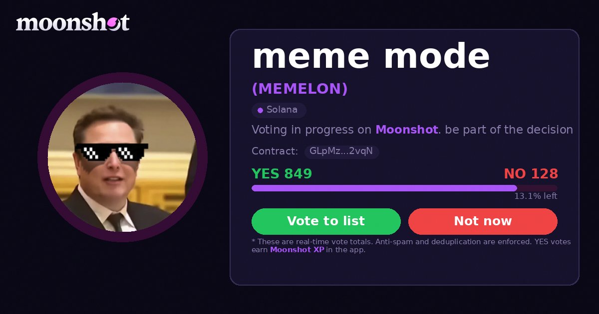 CypherpunkGames's tweet photo. $MEMELON - 
 Join the listing — vote us onto Moonshot 🔥 
 GLpMf2yfRsnxRMd7VQJVguHAagE1dK5cyrKehQJA2vqN 
 🔗 https://t.co/ushT81aHRT https://t.co/IkhnD4YVET