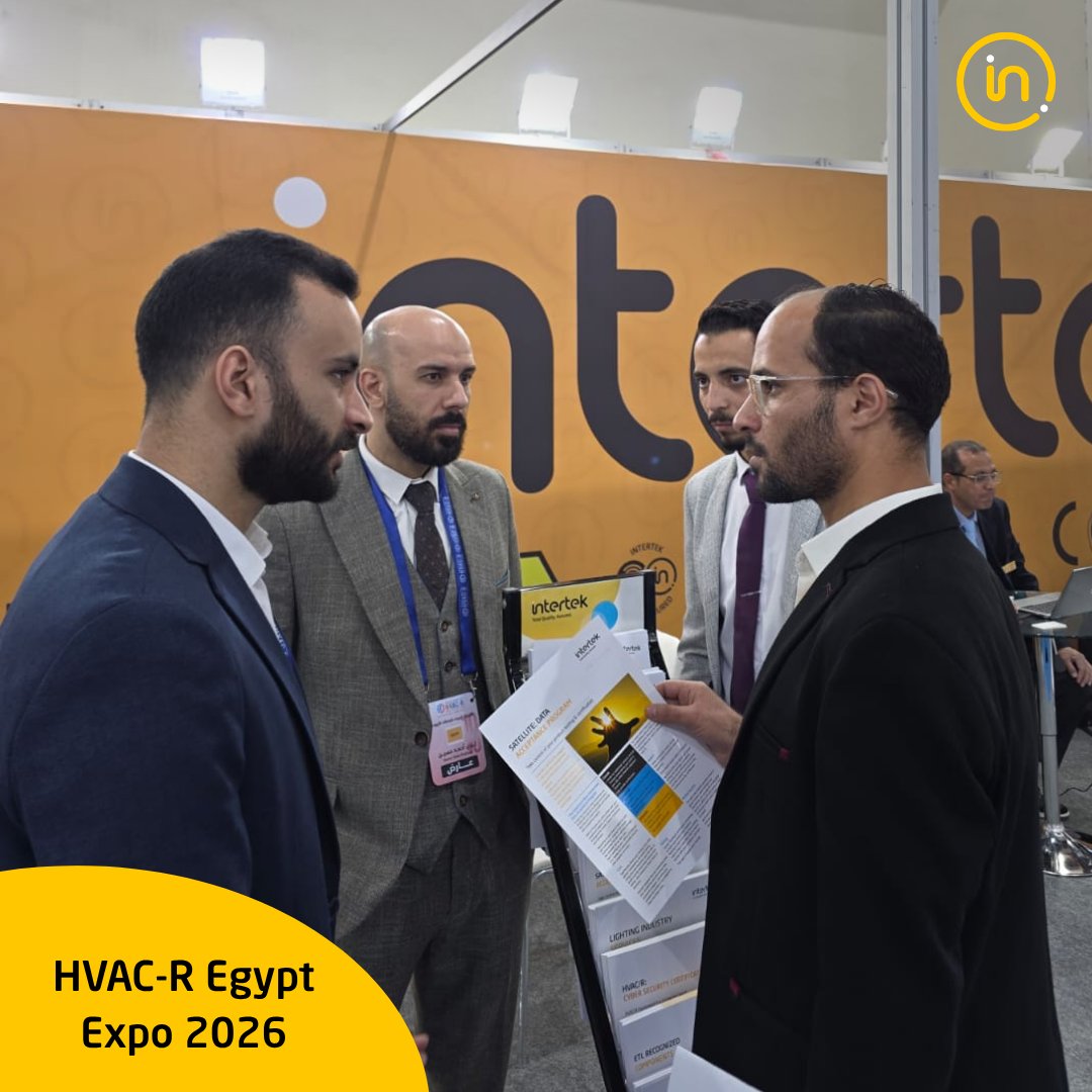 Intertek_ME's tweet photo. Intertek’s Electrical Team proudly participated in HVAC-R Egypt Expo 2026, connecting with manufacturers, contractors &amp; industry leaders to discuss innovation, compliance &amp; smart technologies shaping the HVAC sector. 

Learn more: https://t.co/0D7ZBKoBqn https://t.co/SlEGoQg7jF