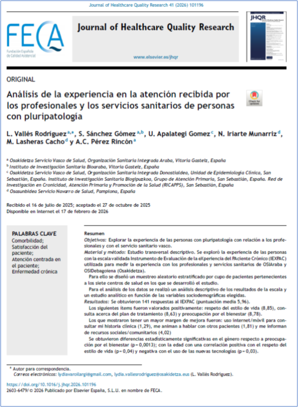 JHealthQualityR's tweet photo. 📰 Análisis de la experiencia en la atención recibida... de personas con pluripatología
✏️Original por L Vallés-Rodríguez @JHealthQualityR #RevistaSECA #JHQR
👉 https://t.co/gzeBXkJFvd
✅ #CalidadAsistencial #Comorbilidad #SatisfaccionDelPaciente #AtencionCentradaEnElPaciente https://t.co/NGRl8TTOVx