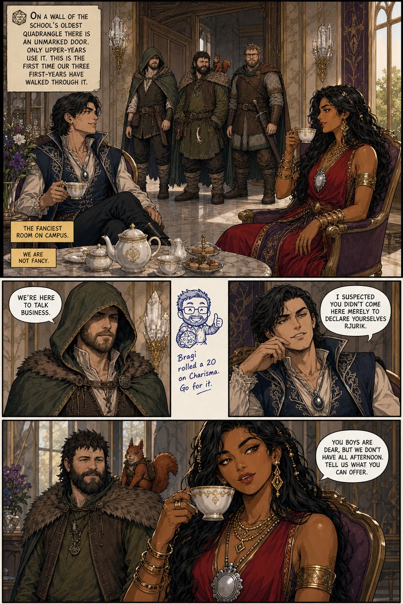 hafsteinn's tweet photo. Comic made with gpt-image-2 based on a couple of DnD sessions (see how: https://t.co/BkTD8hc2NJ). https://t.co/53hrri1qTg