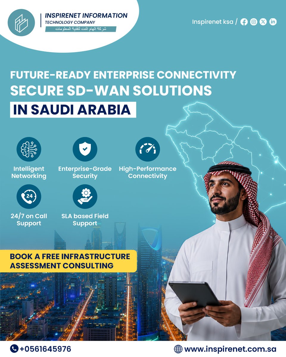 InspirenetIT's tweet photo. Your network deserves more than just connectivity — it deserves intelligent, secure, and future-ready performance. 🌐⚡

📞 Book your FREE infrastructure assessment today.

#SecureSDWAN #SaudiArabia #EnterpriseNetworking #DigitalTransformation #Inspirenet https://t.co/xF4xTOr39c