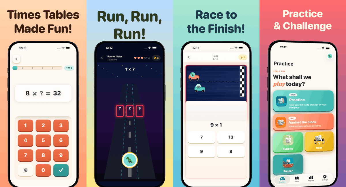 TimBroddin's tweet photo. Shipped v3.0 of my times tables app for kids today. Premium is free ($5 value) all weekend to celebrate 🎉
What's new:
– Streaks &amp; achievements
– Home screen widget so progress is always visible
– Rebuilt from the ground up in Swift for extra speed

Grab it before Monday 👇 https://t.co/mHrT22x0im