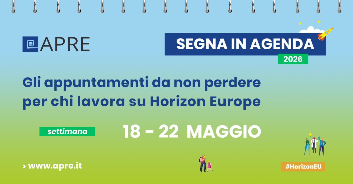 apre_it's tweet photo. 📌 SEGNA IN AGENDA | 2026 📝 Gli appuntamenti per chi lavora su #HorizonEU 🔜

🔹 Webinar di presentazione del programma #TTLazio
📅 19/05 💻

🔸 #MSCA at 30: Research mobility &amp; bridging gaps across Europe
📅 21/05 Bruxelles 🌍

👉 https://t.co/aj54HTjUr8
#APREagenda https://t.co/biaJdQ9ylz