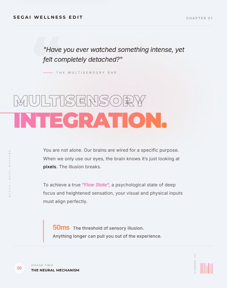 Segaitech's tweet photo. "Good enough" is the enemy of immersion.
Why does a 50ms delay ruin everything? Because your brain knows when the physical world is lagging behind the visual one. True "Flow State" requires perfect synchronization.
🔬 Our near-zero latency tech isn't just about speed—it’s about presence.
What’s one thing that always breaks your immersion? 🌊
🔗 Close the gap via link in bio.
#Segai #SyncOne