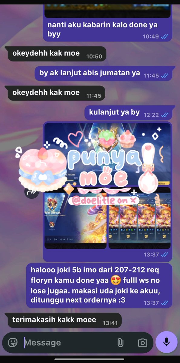 moe ⸼ ࣪| JOKI MLBB (req floryn plis) tweet media