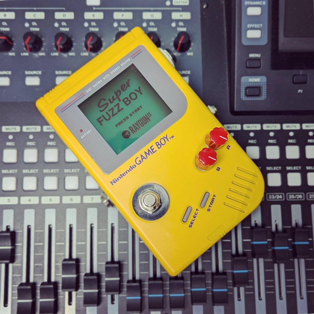 RaygunFX's tweet photo. Super Fuzz Boy - Yellow Edition! 
https://t.co/ZCBqenZRpE

#fuzz #gameboy #fxpedal https://t.co/7Gt61kdQT8