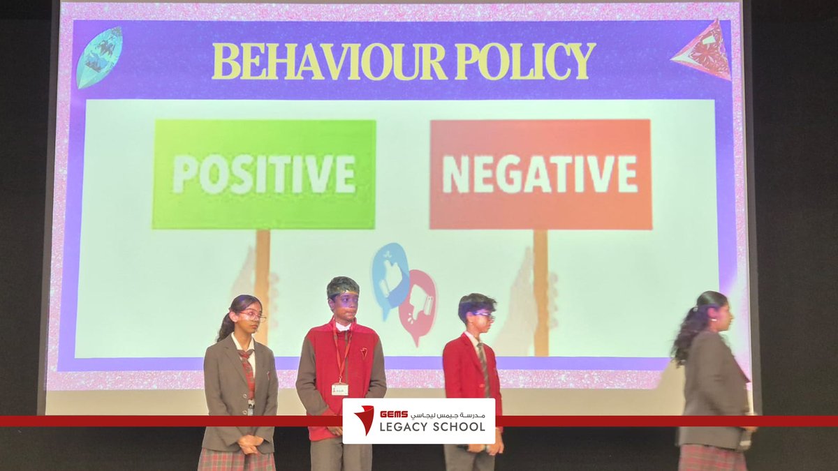 GEMSGLS's tweet photo. Be A GEM – The Vision of Excellence ✨
Grade 8 students inspired all to shine through the core values of Care, Excellence, One Team, and Always Learning. #GEMSLegacySchool #GEMSEducation #KHDA https://t.co/KQuMn6Af4g
