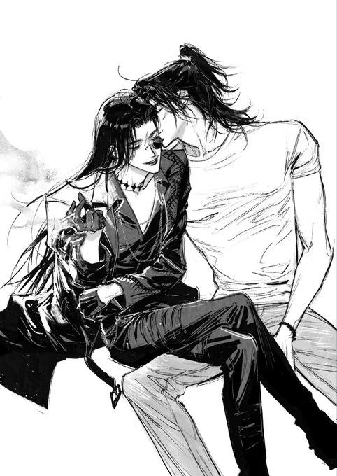 พี่จิ้งกับอาเทียน modern AU
พี่จิ้งไม่ต่างจากเดิม ส่วนอาเทียนในเกมชอบใส่ชุด beginner เอาเป็นเสื้อยืดขาวไปแล้วกันนะ เสื้อสำหรับคนหล่อ คนหล่อเท่านั้นที่ใส่แล้วรอด

เหตุจากคุณมนส่งทอมจีนในสมุดแดงมาให้ว่าเหมือนพี่จิ้ง… แฟชั่นทอมโสดเทสดี ผมดำยาวตรงแสกข้าง เสื้อผ้าเน้นดำเทาทรงคนเท่ 😂 