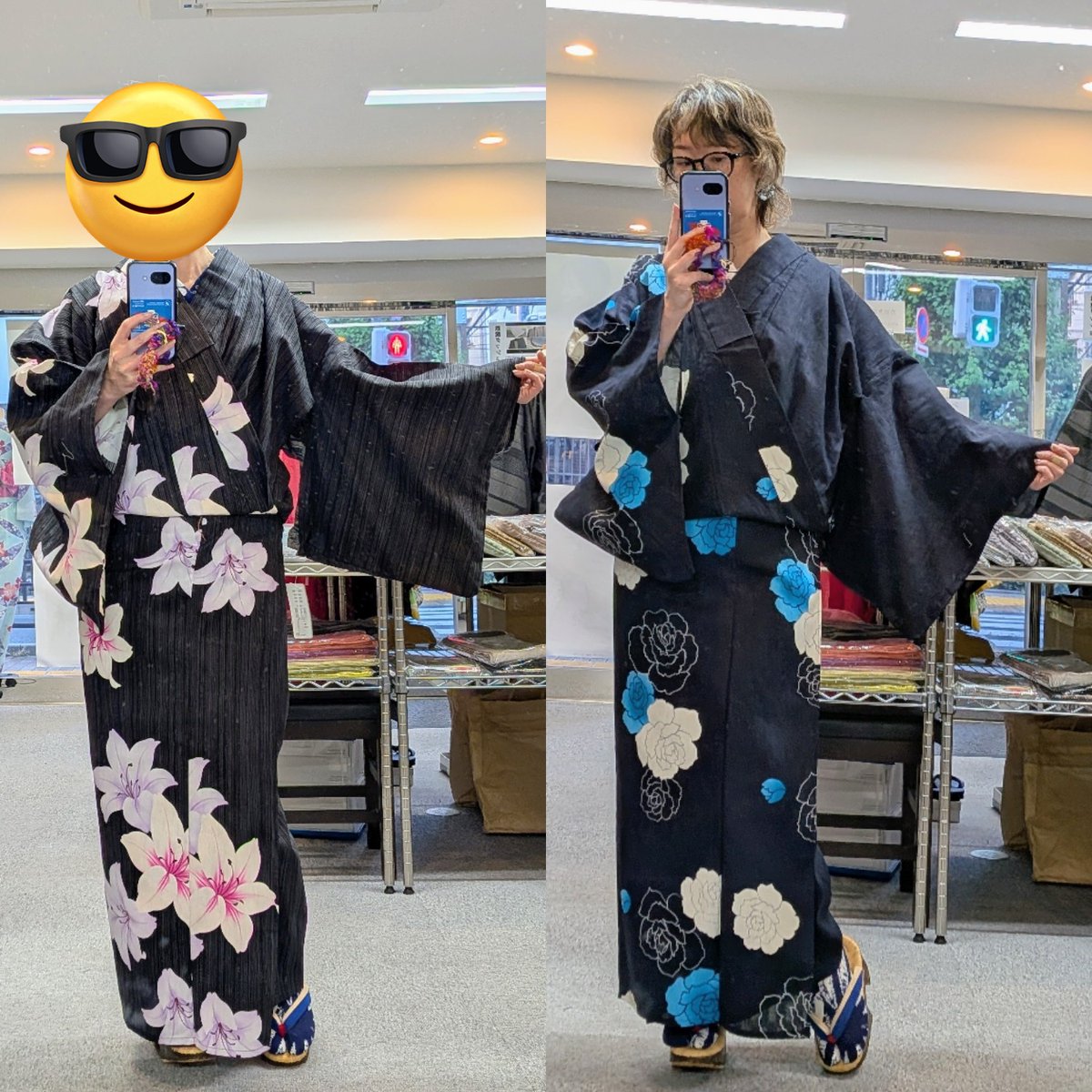 yuukikanon42's tweet photo. 藤木屋別館　#浴衣屋わそべ　の
変わり種浴衣👘✨✨

左右で生地が違う
【片身替わり】です✨✨

人とは違う特別な一着　
ぜひ店頭でご覧ください😊

#浴衣　
#レディース浴衣 https://t.co/joikDoDEnA