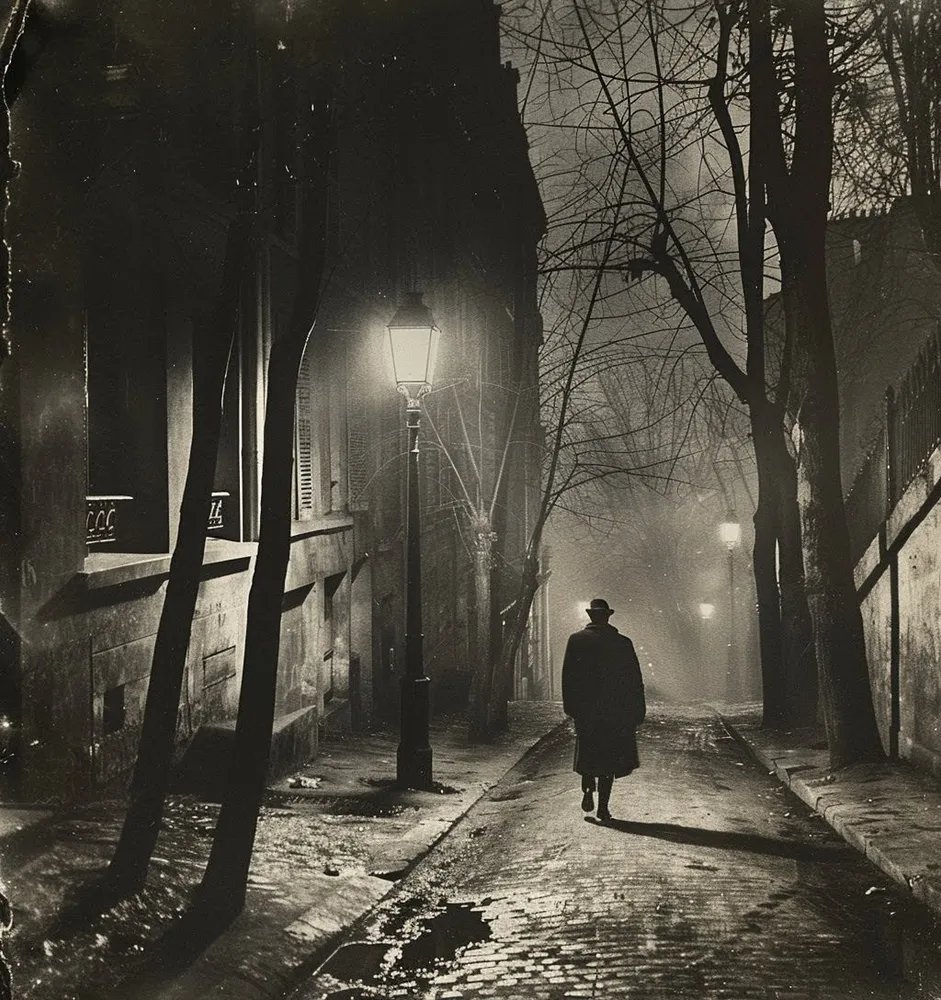 Retra_tos's tweet photo. Montmartre, #París en 1930 #fotografia de #AlfredEisenstaedt   La imagen #captura una calle #adoquinada de #Montmartre por la #noche, con un #hombre solitario caminando bajo la luz de una #farola, creando una atmósfera de #misterio e #intriga. #retratos  #minimalista https://t.co/8c99REnpYX