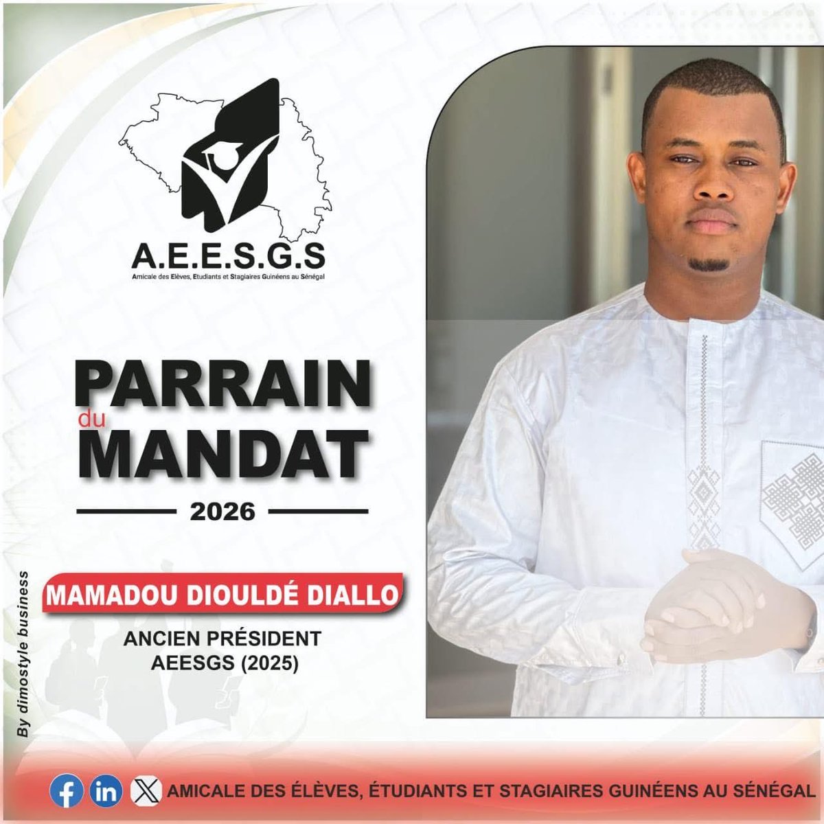 ESenega's tweet photo. ✨ Honneur au mérite ! L’AEESGS désigne M. Mamadou Diouldé Diallo (Président 2025) comme Parrain du Mandat 2026.
Une distinction qui salue son engagement exceptionnel et ses innovations, notamment la base de données de l'Amicale. Merci pour le leadership ! 🤝🇬🇳
 #CelluleCom26 https://t.co/WB4aaku0JQ