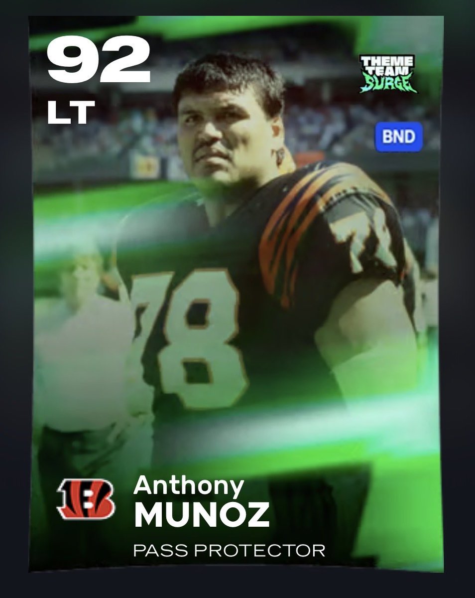 Dezmond35's tweet photo. One of the BEST free players we have gotten all year in Madden 26 Ultimate Team!

Welcome Pack Item Anthony Munoz

- 8200 Surge currency to upgrade to 99 overall
- Secure Protector 0 AP
- Vanguard 3 AP
- Nasty Streak 0 AP

This is an INSANE end game lineman. Add him to your squad today!

Follow for more Madden 26 daily news and notes!