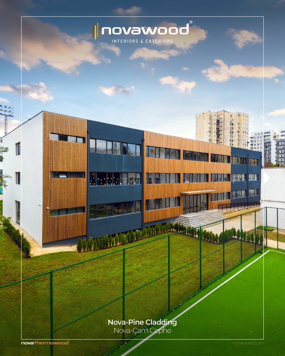 Novawood_AS's tweet photo. Educational spaces reimagined with the warmth of nature. In our Private School project in Georgia, Nova-Pine cladding creates a healthy, inspiring, and durable environment for the next generation.
#Novawood #Thermowood #SchoolDesign #ArchitecturalDesign #SustainableBuilding https://t.co/RrLCd4MNg5