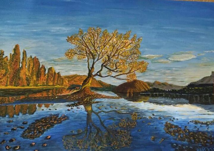 AviCarco's tweet photo. Art of the Day! "Tree by the Lake". Buy at: https://t.co/WyDn2PEBu3 https://t.co/y9KtyOjbNh