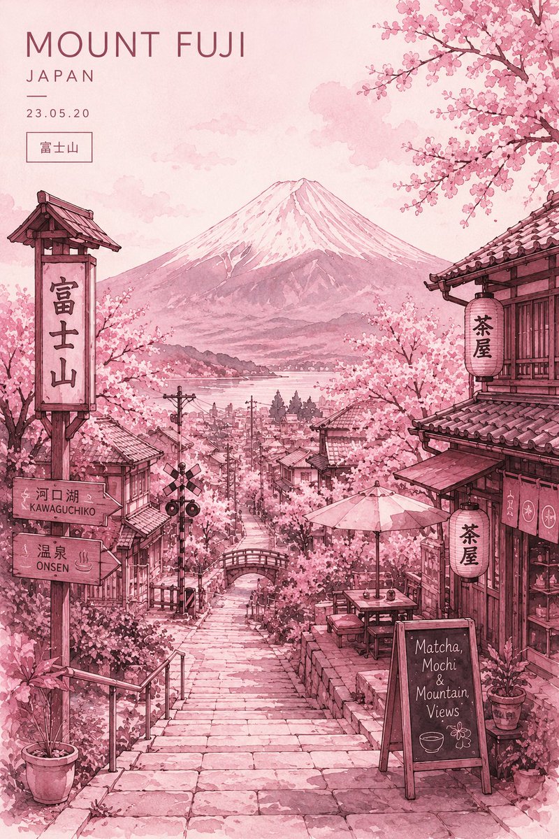 Watercolor Mount Fuji Travel Poster