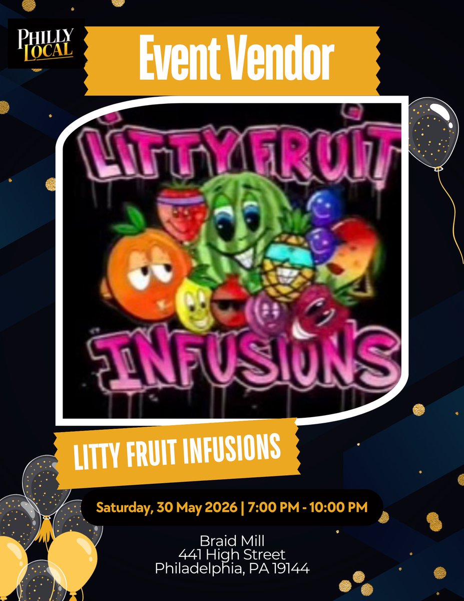 phillylocalmag's tweet photo. 🎉Join us on Saturday, May 30th from 7 PM - 10 PM to celebrate the launch of @phillylocalmag ! 🎉

Get ready for sips by Litty Fruit Infusions (@littyfruitinfusions_ )!*

*All vendor beverage items are for purchase.

✅ RSVP via email at info@phillylocalmag.com by May 22nd https://t.co/pFLHZk5Hez