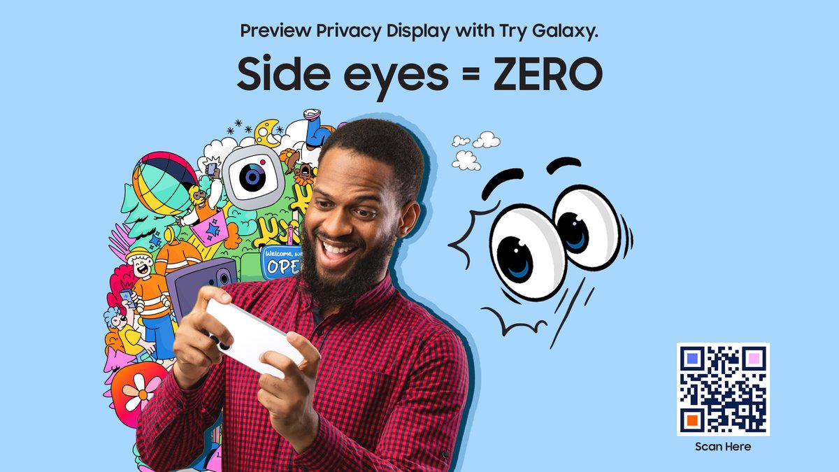 SamsungMobileKE's tweet photo. Your screen, your business. 😎
Discover how #PrivacyDisplay works when you #TryGalaxy today.
Use https://t.co/S54AsRxrph or scan the QR code to download the app & explore.✨
#GalaxyS26Ultra #GalaxyAI https://t.co/TlzTzIbmmR
