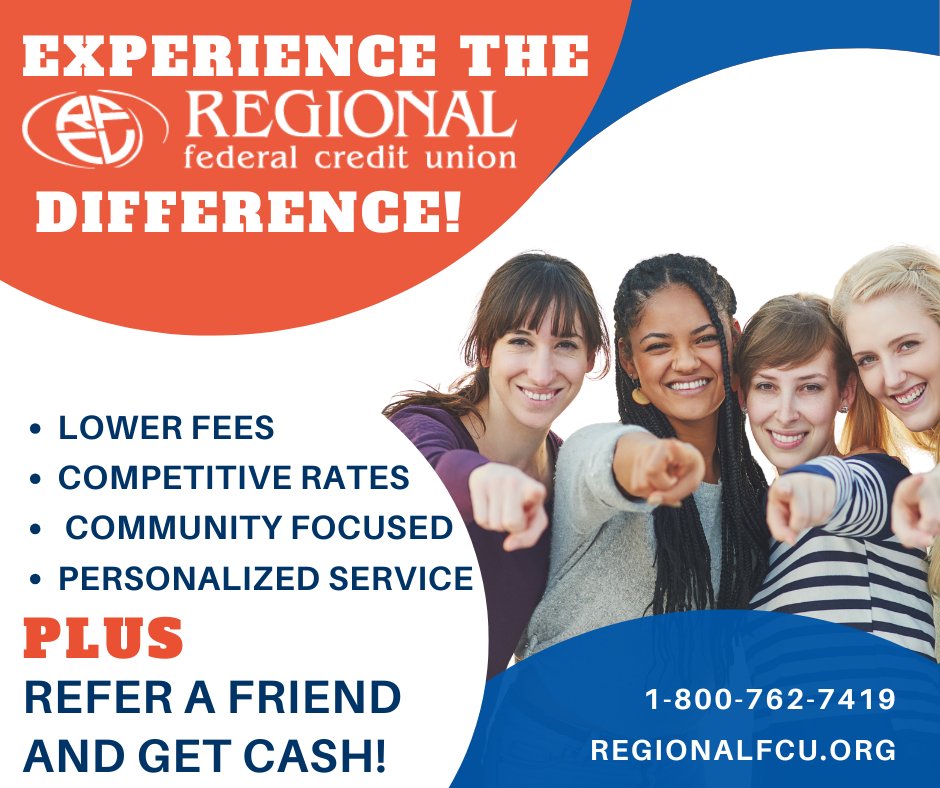 REGIONALFCU's tweet photo. What is the REGIONAL difference? We are here to serve members, not profit. Plus, refer a friend and get CASH!

LEARN MORE: https://t.co/J4rJr4O1LV

APPLY NOW: https://t.co/PCeiC1l96n

#CreditUnions #LakeCounty #PorterCounty #REGIONALDifference https://t.co/PRhRZequRN
