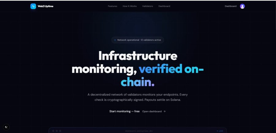 debugbybit's tweet photo. Checkout this project I was working on past week, (Web3-Uptime) a decentralized network for infrastructure monitoring, where validators gets #sol for validating it through cli with their.

https://t.co/VHZg1X600z
https://t.co/eKmw3U72BN

 #sol  #solana #web3 #projects #public https://t.co/Gg3GH4dh55