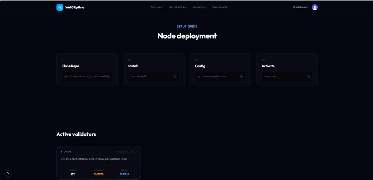 debugbybit's tweet photo. Checkout this project I was working on past week, (Web3-Uptime) a decentralized network for infrastructure monitoring, where validators gets #sol for validating it through cli with their.

https://t.co/VHZg1X600z
https://t.co/eKmw3U72BN

 #sol  #solana #web3 #projects #public https://t.co/Gg3GH4dh55