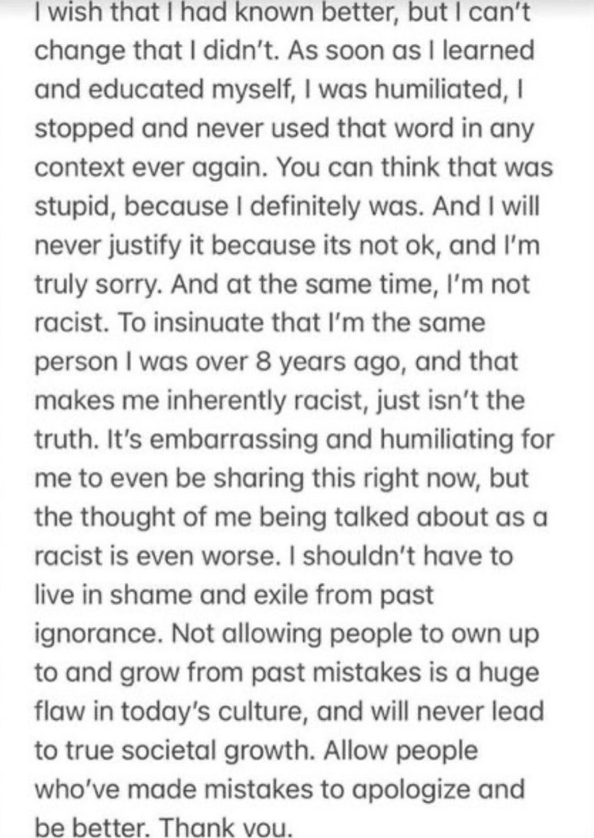 nutsbabey's tweet photo. every time I remember how self-righteous and passive aggressive this fuckass ‘apology’ was I’m filled with rage. a response to being called out for saying the n word multiple times as a white woman btw. has this woman ever taken accountability without self-victimizing in her life https://t.co/Ymlv0nRiB6