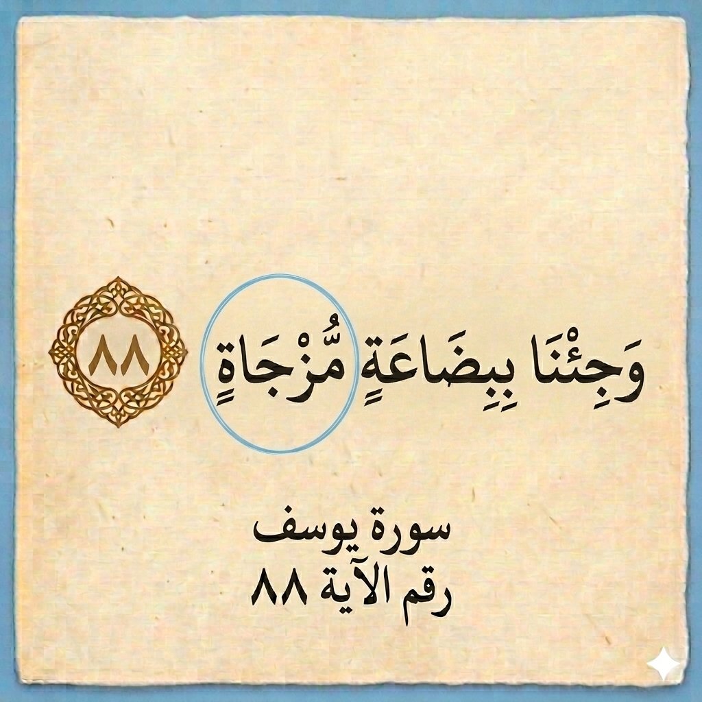 raghadd1250's tweet photo. مامعنى كلمة {مُّزْجَاةٍ} المذكورة في هذه الآية؟؟ https://t.co/P53xzk3e8p