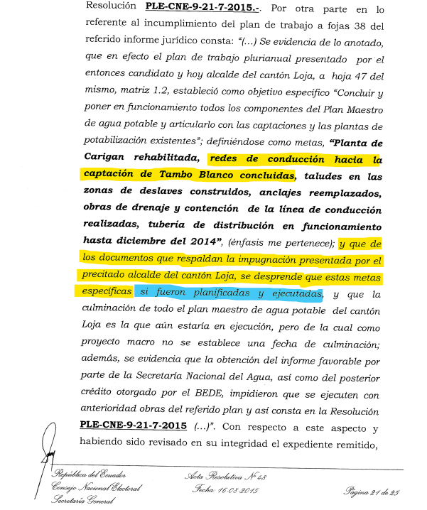 bolivar_lojan's tweet photo. Desde Loja

Me toca refrescarle la memoria a José Bolívar Castillo Vivanco exalcalde revocado y que por fin renunció a seguir en política

Cuando se presentó la primera vez la solicitud de revocatoria en junio/2015 Castillo no dijo la verdad en su impugnación plasmando en su defensa lo siguiente: 

"Planta de Carigán rehabilitada, redes de conducción hacia la captación de Tambo Blanco concluidas,..."

¿José Bolívar debo decirte que la captación Tambo Blanco nunca fue construida y cómo es que dijiste tremenda mentira para salvarte de la primera revocatoria?     

Pueden bajar la resolución del @cnegobec de:
https://t.co/gJlYvBpaJa