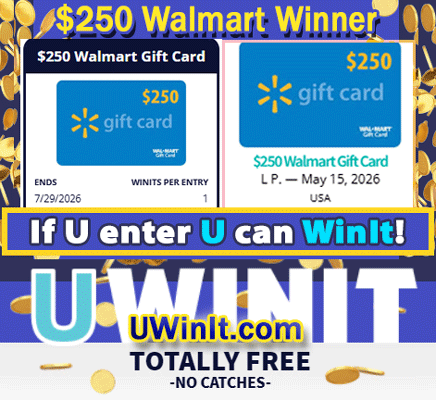 UWinItSweeps's tweet photo. Congrats, $250 Walmart Gift Card #Winner, L.P.🎁🏆
😎When you enter your "winits" in our Bonus #Giveaways, you can win it too! 

✔️Enter to #win cash, prizes &amp; gift cards 🆓 Totally 💯 FREE! No catches!
👉 https://t.co/4JYjCGksRM https://t.co/A05E7Mtkq5