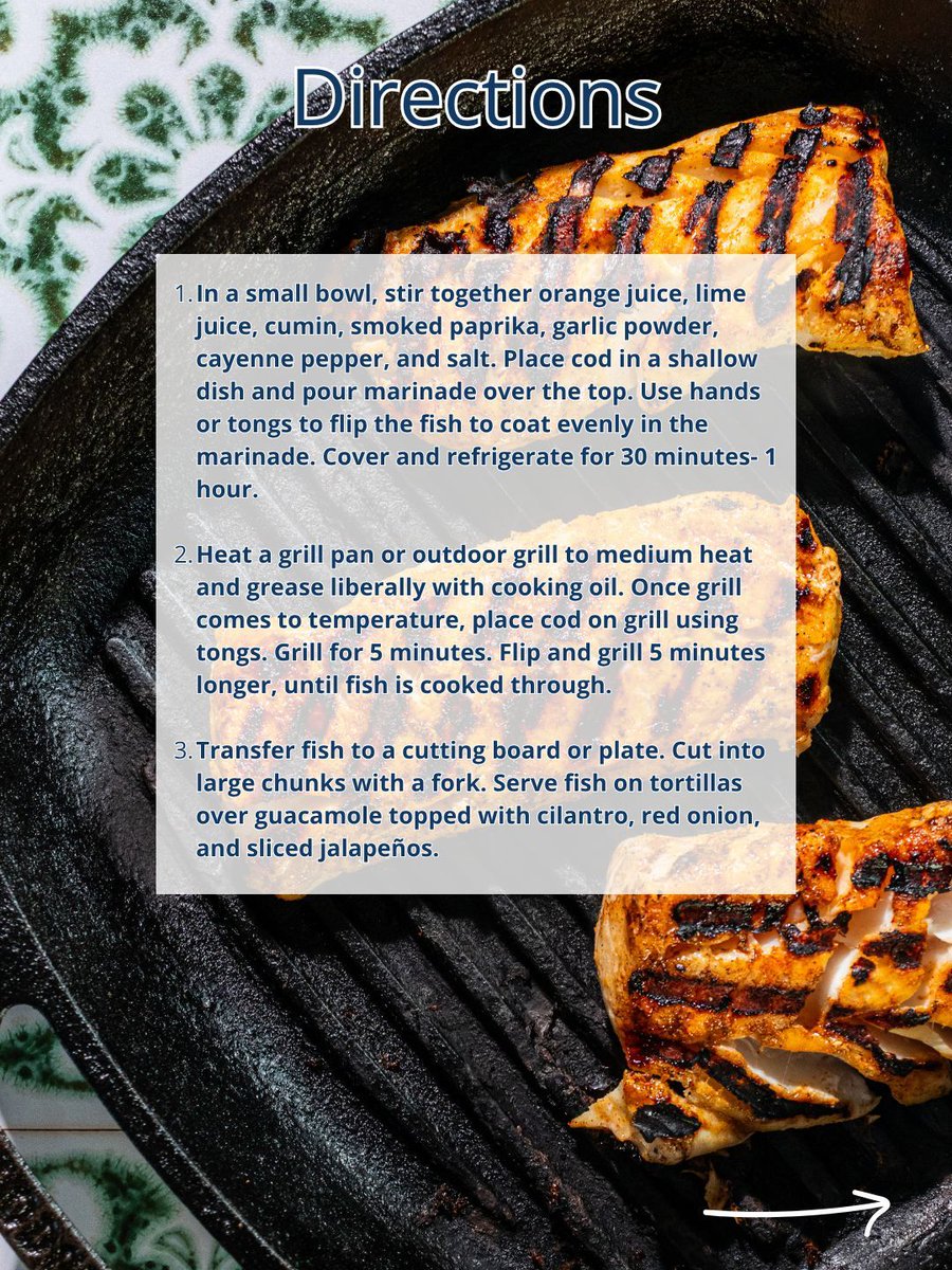 sizzlefishfit's tweet photo. 🐟 Citrus Marinated Cod Tacos

Fresh, bright, and packed with flavor. These Citrus Marinated Cod Tacos bring together tender, flaky cod with a zesty orange-lime marinade and warm spices for the perfect balance of fresh and smoky. 

📝 Full recipe: https://t.co/J8z0sK7LRN https://t.co/I8zXAvmtQR