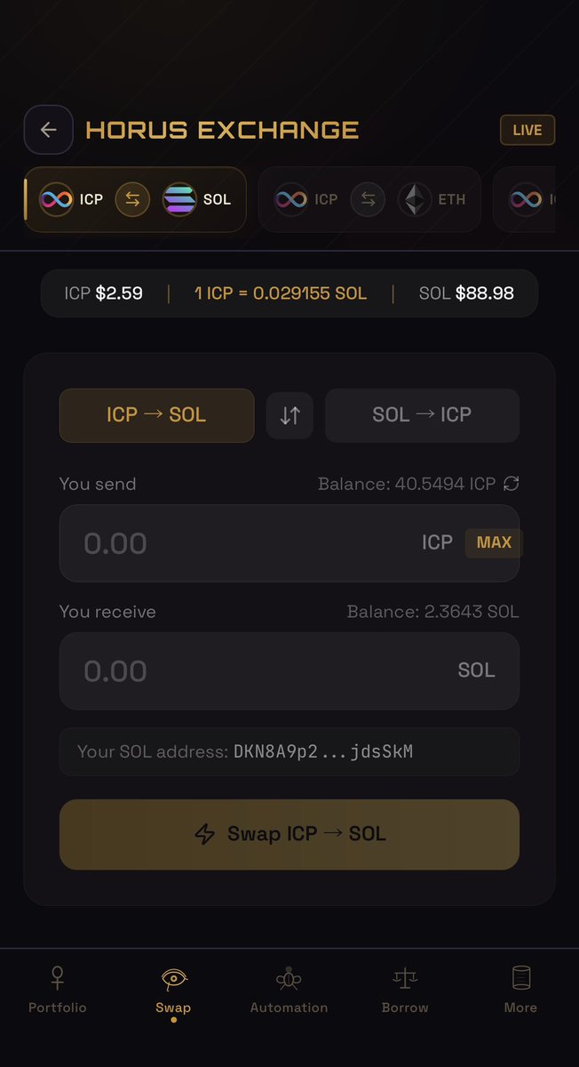 meneseprotocol's tweet photo. Our cross chain pools have been in production for months, same pools will be available for liquidity providers to participate in our cross chain CLMM and Oracle based pools. $Menes $ICP 

You can swap $ICP - $SOL, $ICP - $USDC and $ICP - $ETH natively onchain! https://t.co/80yIGvYVY5