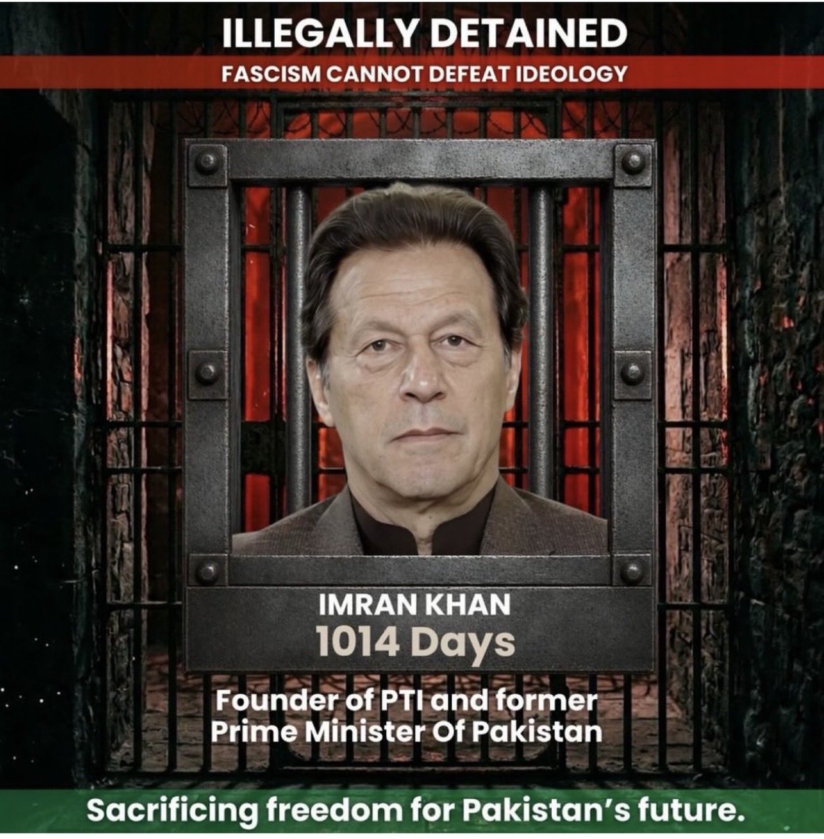 DJ_PTI99's tweet photo. #ReadyToStandForKhan

Asim Munir is holding a former Prime Minister hostage, yet has utterly failed to erase the huge public support, silence dissent, or defeat the ideology.
@SquadOfThunder_ https://t.co/0ETfBWXLdT