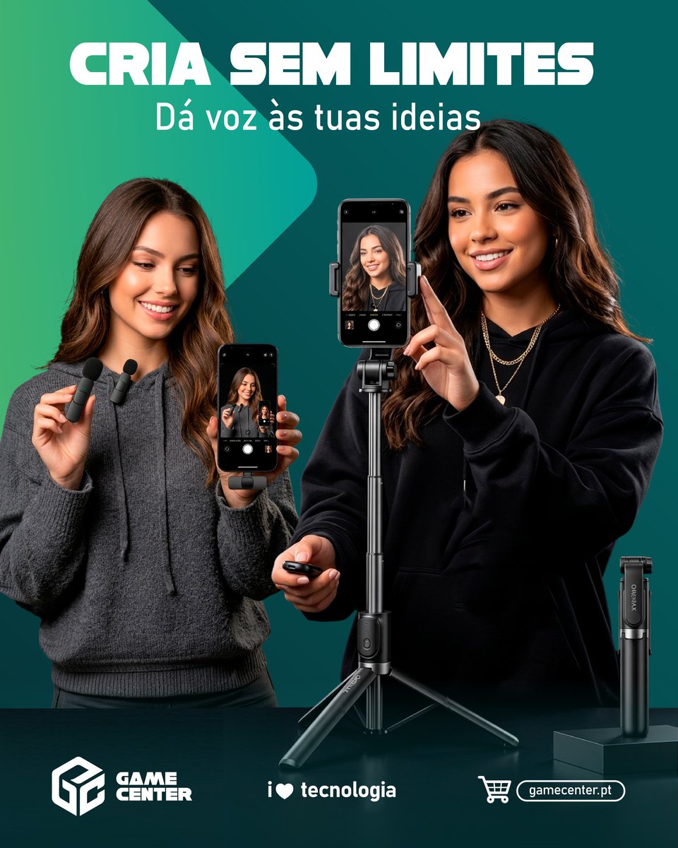 gamecenterpt's tweet photo. 📷📷 Cria conteúdo com mais qualidade e praticidade
Tripé com comando remoto e microfones sem fios para gravares onde quiseres, com mais liberdade e melhor som.
Ideal para vídeos, lives, chamadas ou redes sociais.
Descobre estas e outras novidades em https://t.co/spn7S2BW6F
... https://t.co/Lz4TcRM1kP
