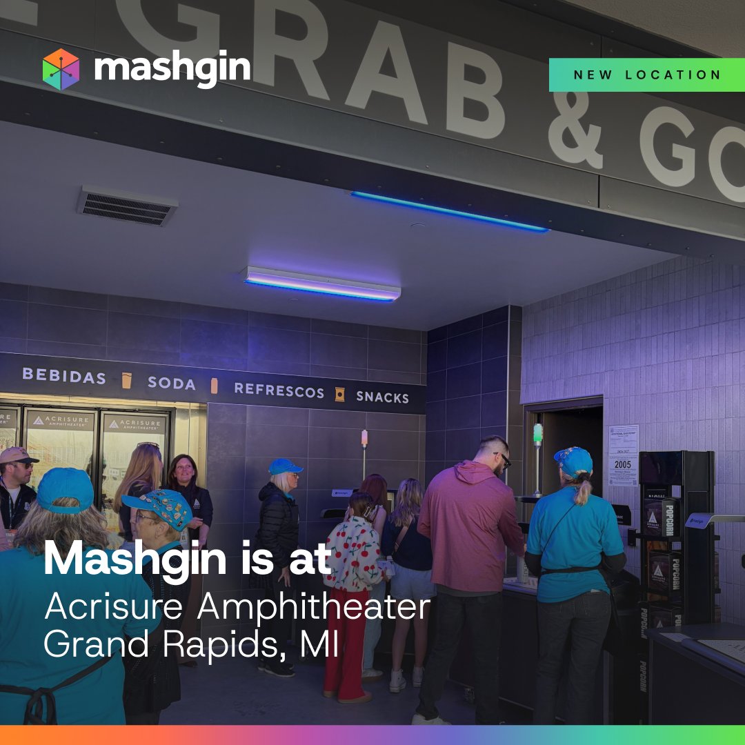 Mashgin's tweet photo. Opening weekend at @AcrisureAmp is here. 🎶

@Mashgin is ready to bring the music (and the snacks) at this brand new  venue in Grand Rapids, MI-- keeping lines moving when the crowds arrive.

Cheers to a successful day one!

#MashginIsEverywhere #FutureOfCheckout https://t.co/LRDvS476KJ