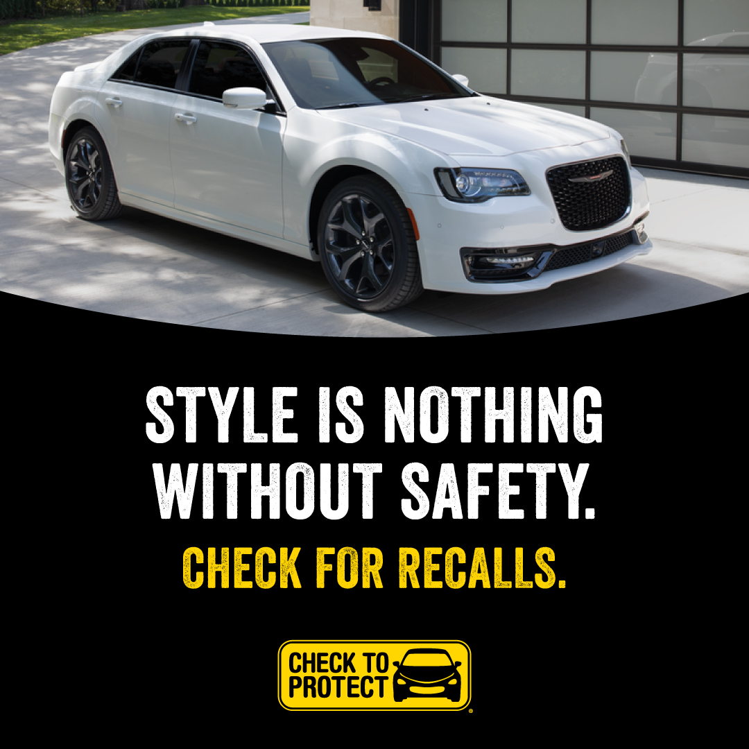 ChryslerCares's tweet photo. Going for a drive? Don't forget to check for recalls. 1 in 5 vehicles on the roads have an open safety recall. Make sure your vehicle isn't one of them by visiting https://t.co/dU0Os3YWyC. If your vehicle has a recall, repairs are FREE. #CheckToProtect #CheckForRecalls https://t.co/f8LO3dDYY4