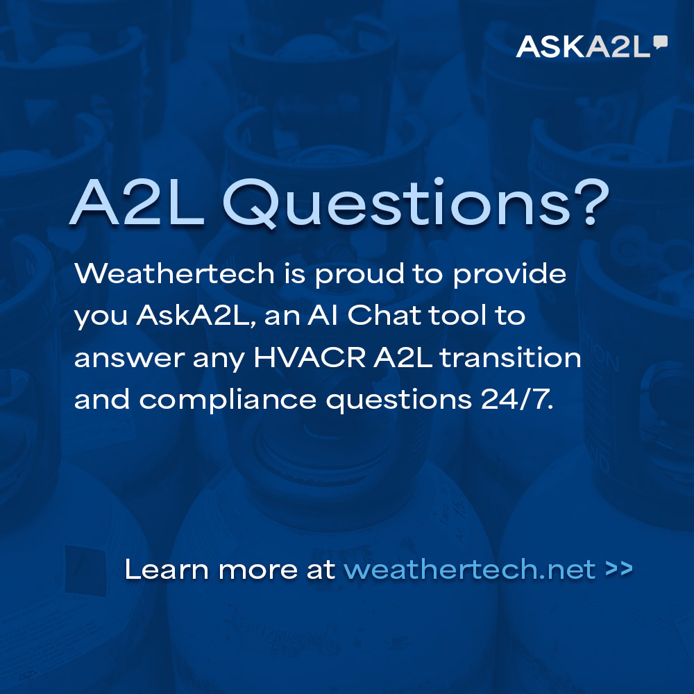 WeathertechDist's tweet photo. Experience convenience at your fingertips with our AI Tool. Get instant answers to your HVACR A2L transition and compliance questions here: https://t.co/PrLvTbu8fc https://t.co/6hAcbh3aUR