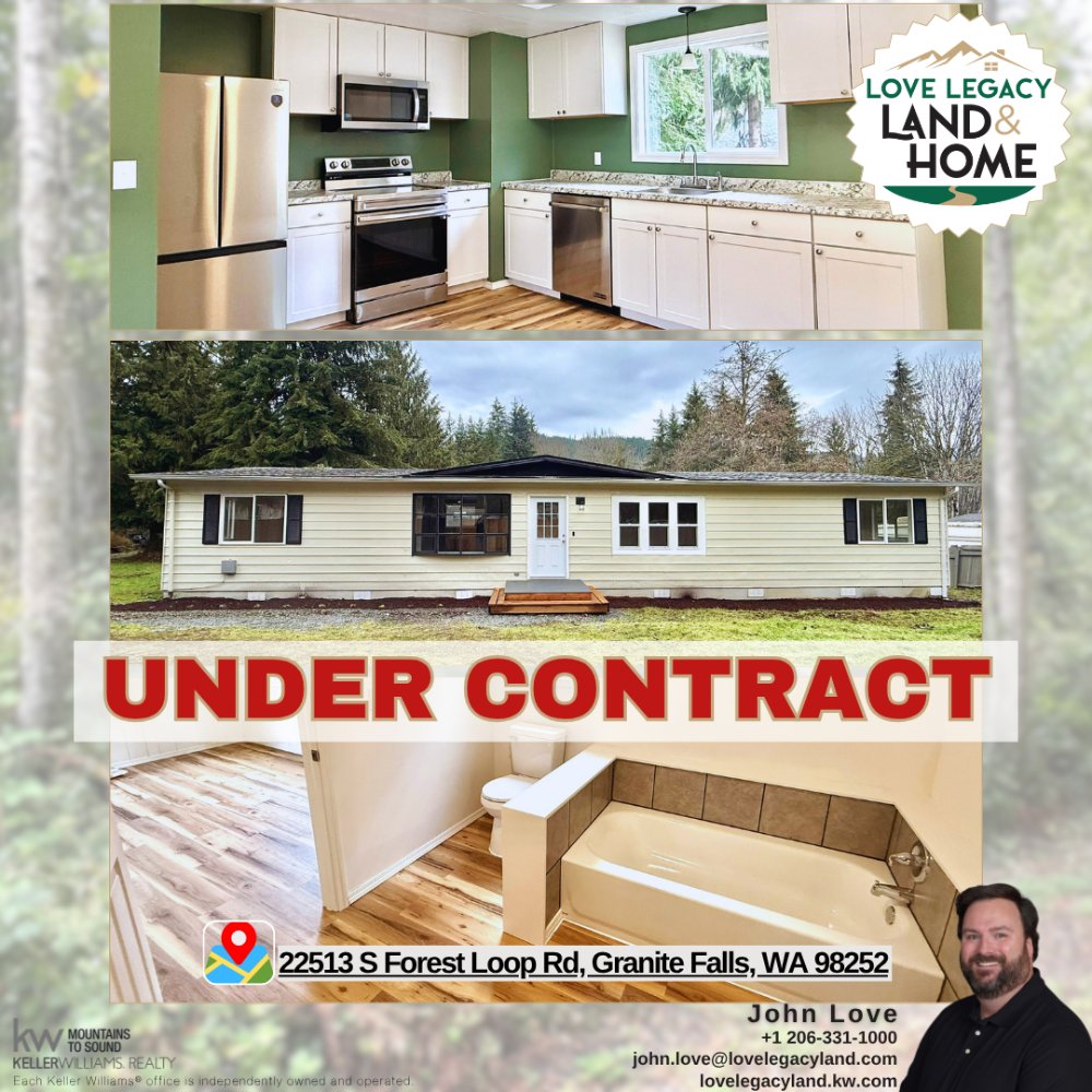 LoveLegacyLand's tweet photo. Under Contract! 0.56-acre property with a refreshed 3-bedroom home in Granite Falls. Quiet neighborhood, large lot, and great potential made this one a great opportunity for the next owner.

#LoveLegacyLandAndHome #PNWRealEstate #GotLand https://t.co/dsLRaYBtzj