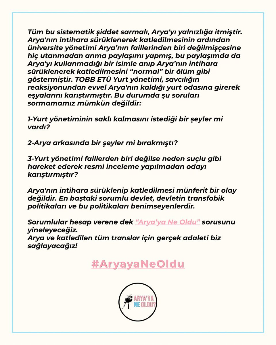 Arya'ya Ne Oldu İnisiyatifi tweet media