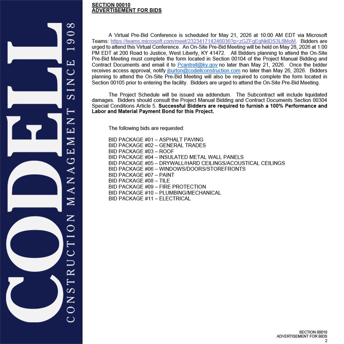 CodellCM's tweet photo. ***ADVERTISEMENT FOR BIDS***
EKCC Façade/Structural Repair Replace (527-CBSJ-EK32-00) and EKCC HVAC Replacement (527-CBSN-EK33-00) https://t.co/u2PlMtRcmk