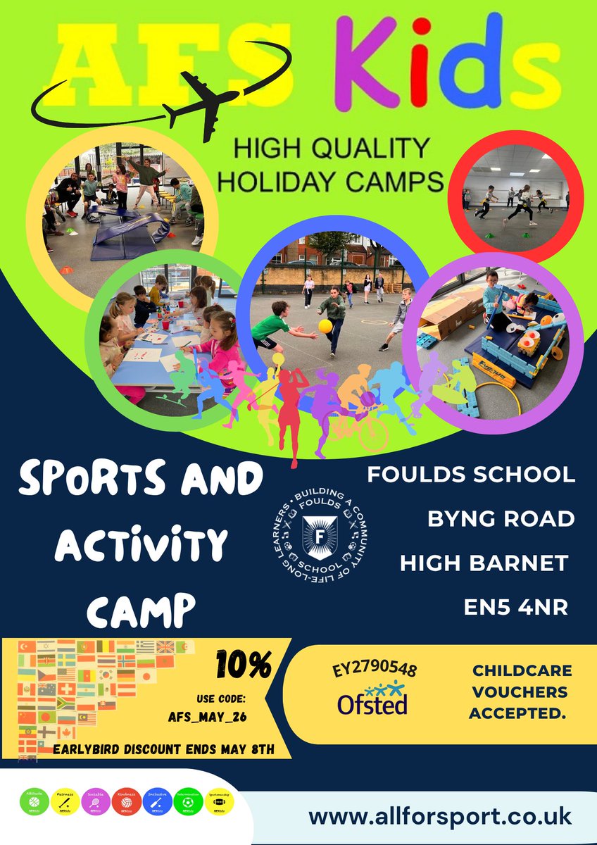 AFSCamps's tweet photo. 11 Days Until Around The World @AFSCamps BEGINS!! Book SOON for Foulds in High Barnet, SMSj in Hendon &amp; St Agnes in Cricklewood!🌍🏀🤸‍♂️🎨⚽️ https://t.co/KgvYn2wO7Y