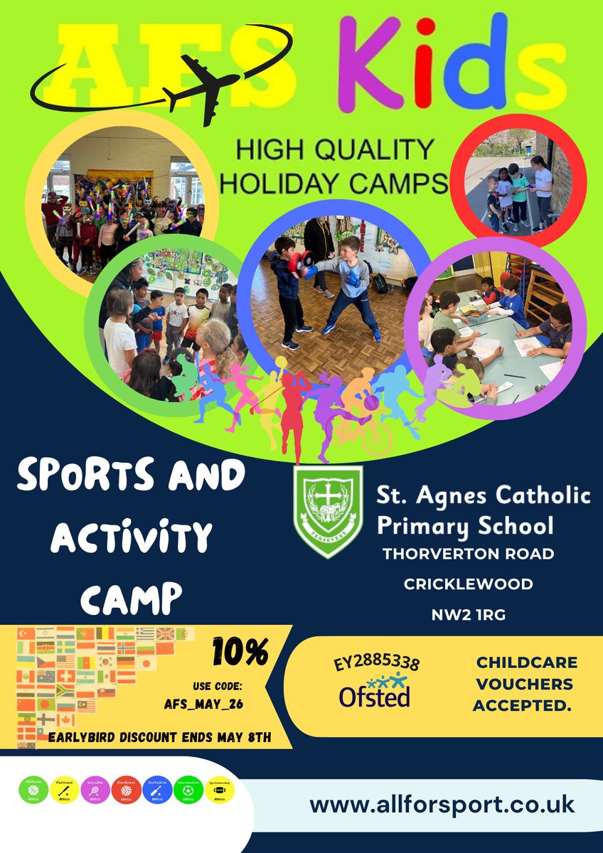 AFSCamps's tweet photo. 11 Days Until Around The World @AFSCamps BEGINS!! Book SOON for Foulds in High Barnet, SMSj in Hendon &amp; St Agnes in Cricklewood!🌍🏀🤸‍♂️🎨⚽️ https://t.co/KgvYn2wO7Y